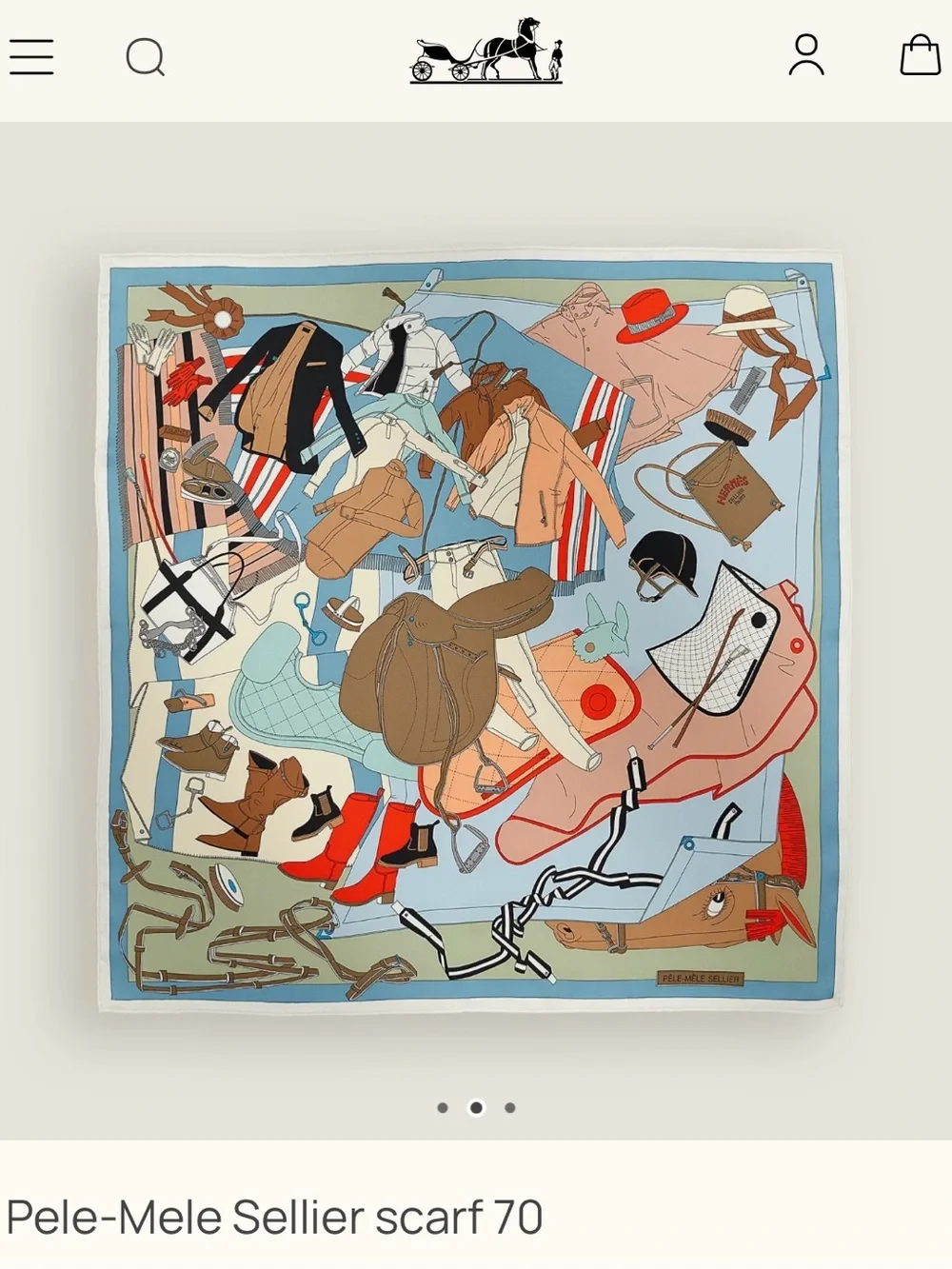 Hermes Pele Mele Silk Scarf with leather buckle.